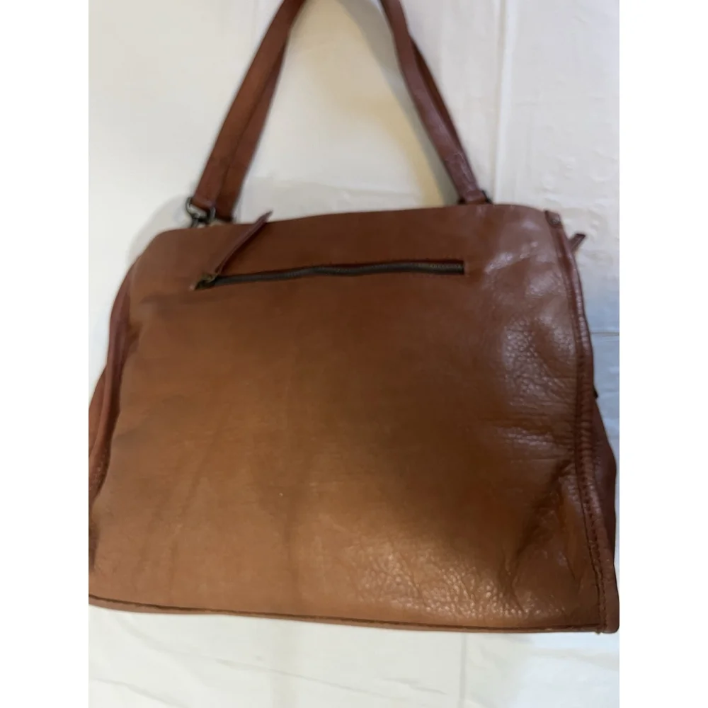 AMERICAN LEATHER CO. Lenox Leather Satchel brandy smooth leather